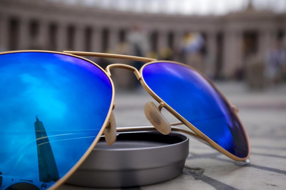 Pilotenbril, blauw gespiegeld, Zon